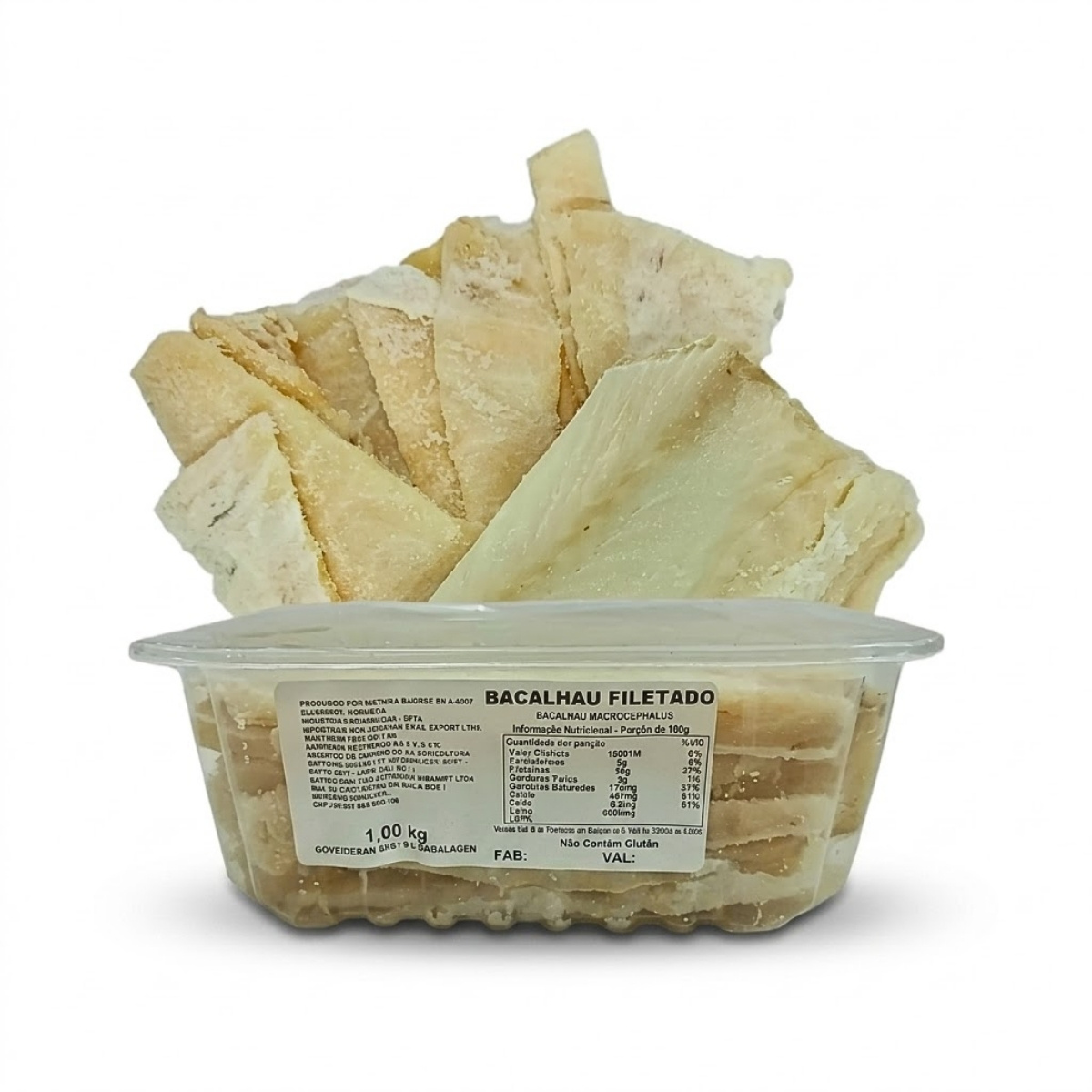 Bacalhau Do Porto Filetado 100% Limpo 1kg - Sem Pele e sem Espinhas