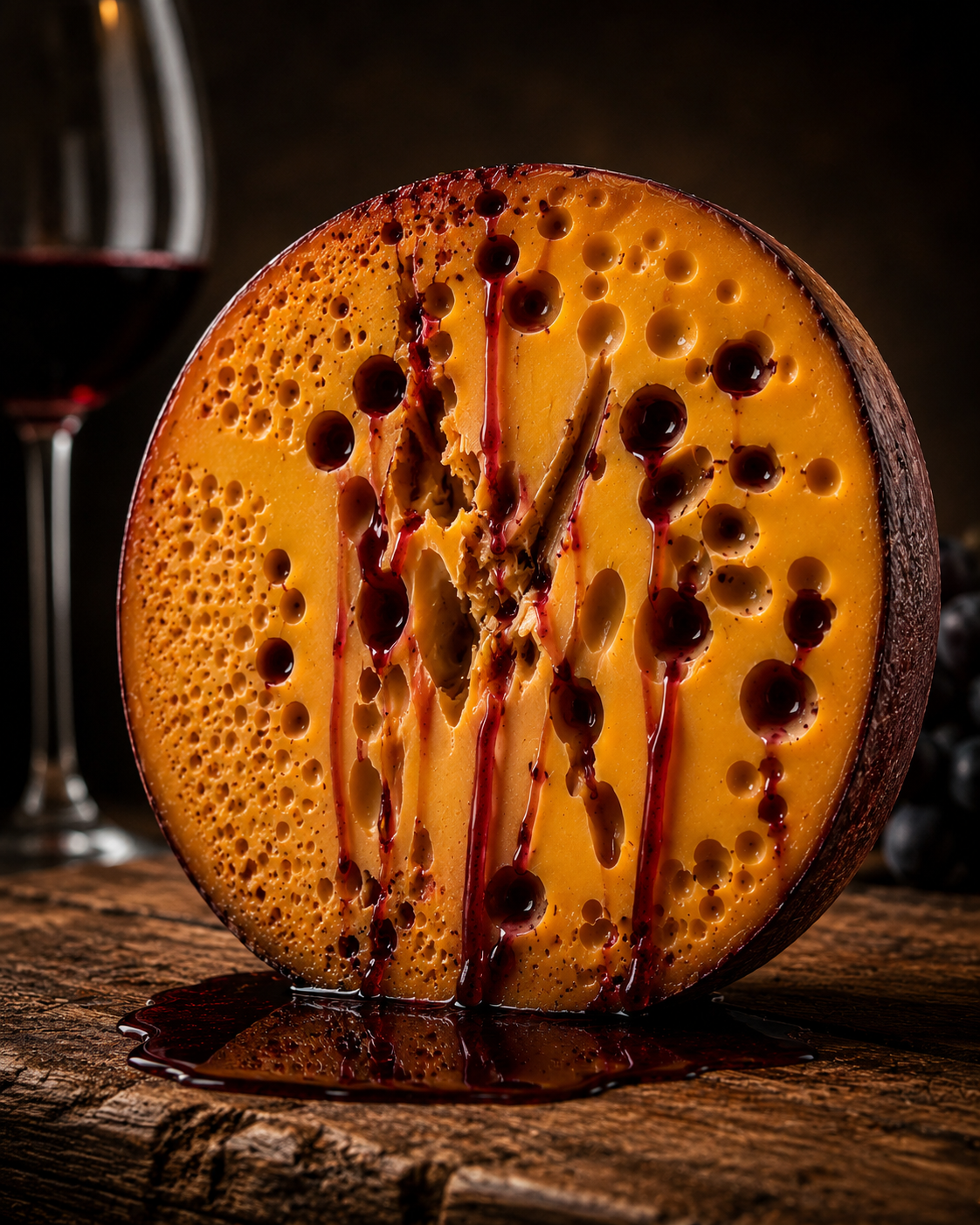 Queijo Ruby Francês Maturado no Vinho - Casca Roxa e Sabor Marcante - Imagem 2