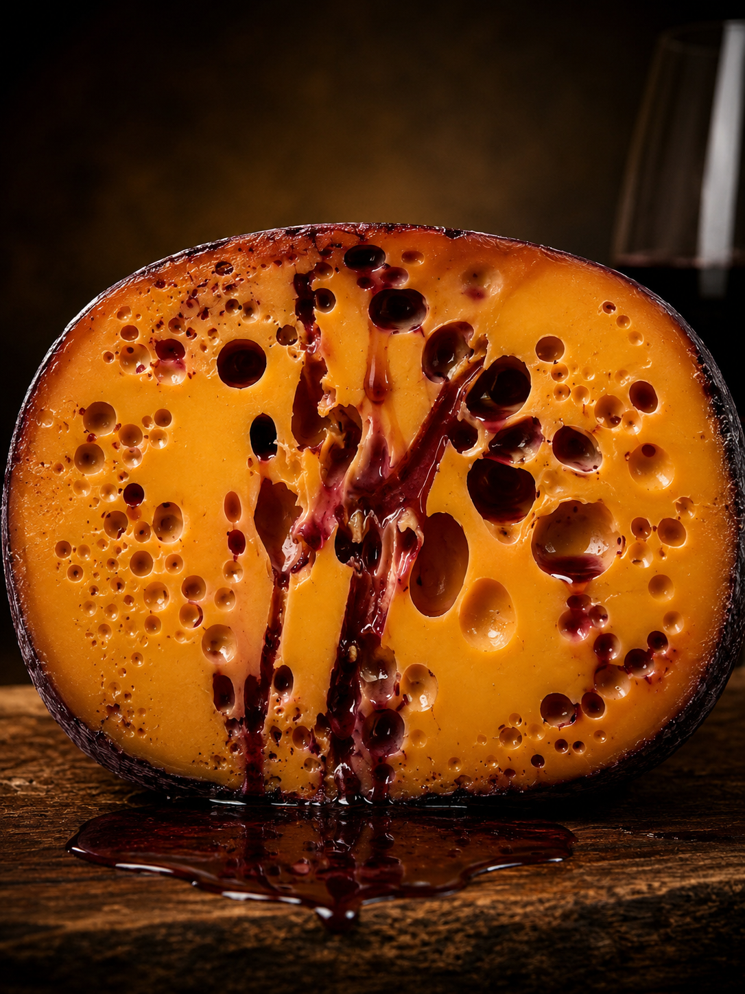 Queijo Ruby Francês Maturado no Vinho - Casca Roxa e Sabor Marcante - Imagem 3